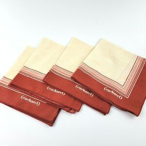 Set of 4 Vintage Cacherel Napkins Cream with Rust Striped Border